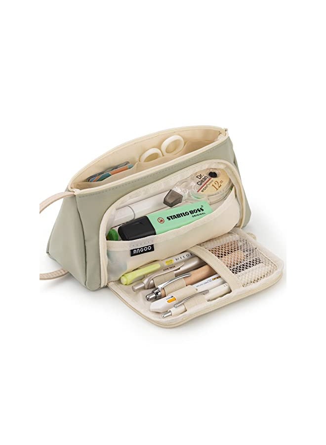 EASTHILL Pencil Case Large Capacity Pencil Pouch School Suppies Pen Case Simple Stationery College Office Organizer for Girls Adults-Light Green - Image 1
