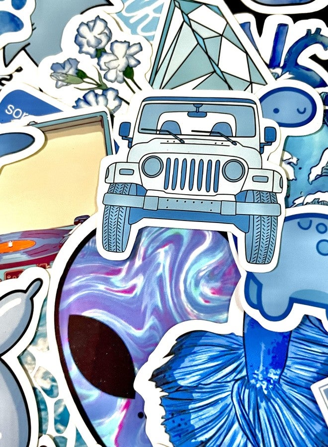 Sticker Fever ملصقات فيفر - عبوة من 50 ملصقًا جماليًا مقاومًا للماء ومغلفًا بمادة PVC (عبوة من 50) (أزرق) - Image 2