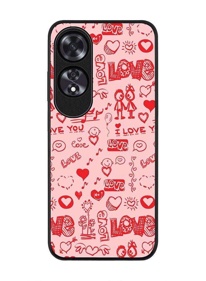Stylizedd Rugged Black edge case for Oppo A60, Slim fit Soft Case Flexible Rubber Edges Anti Drop TPU Gel Thin Cover -  Love Doodle - Image 1