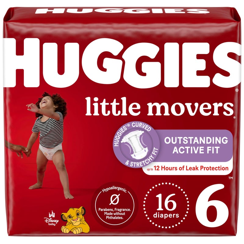 Huggies Size 6 Diapers, Little Movers Baby Diapers, Size 6 (35+ lbs), 16 Count - Image 1