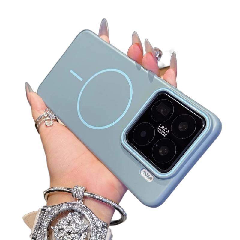 غطاء MagSafe بPC باللون Wave Blue مغناطيسي لـ Xiaomi 14 Pro مع مغناطيس قوي وملمس غير لامع مع مقاوم للصدمات مع ملمس ناعم مع حماية من السقوط للطاولة للمكتب المنزلي للتخزين العملي - Image 1