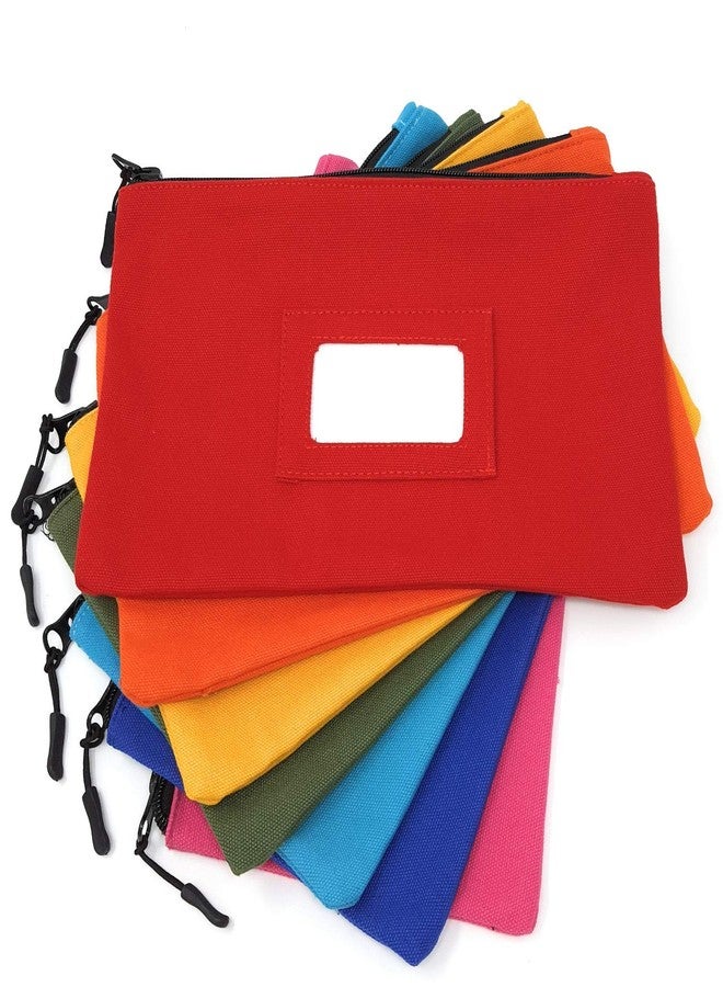 GIDABRAND Canvas Tool Bag With ID Window And Blank Cards - Large Zipper Tool Pouches Organizer - Heavy Duty Small Tool Bag - 12 x 7 inch Zipper Bag - 7 Pieces 7 Colors - Image 1