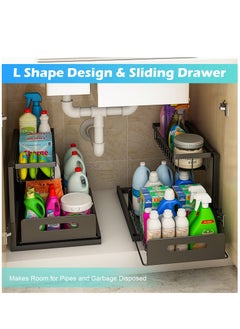 Arabest Under Sink Organizers and Storage, Pull Out Cabinet Organizer with Sliding Drawer 2 Tier Multi-purpose Bathroom Shelf Organizer Black for Kitchen Bathroom Storage  - Image 5