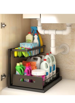 Arabest Under Sink Organizers and Storage, Pull Out Cabinet Organizer with Sliding Drawer 2 Tier Multi-purpose Bathroom Shelf Organizer Black for Kitchen Bathroom Storage  - Image 1