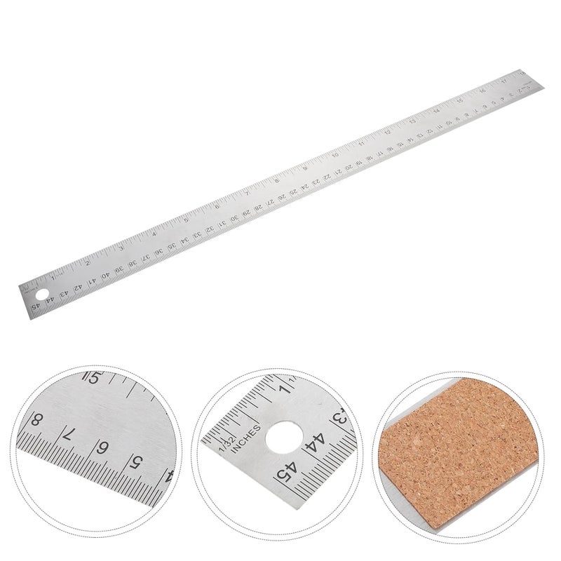مسطرة قياس من الفولاذ المقاوم للصدأ بخلفية فلينية 15 سم 30 سم حافة مستقيمة أداة قياس للمهندسين - Image 5