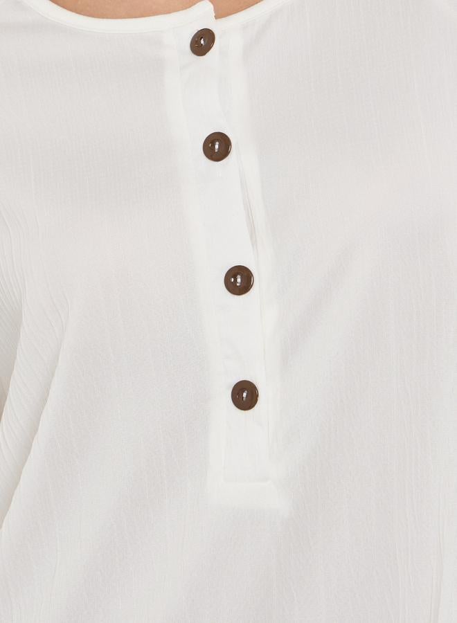 تايك تو قميص نوم بياقة دائرية وأزرار أمامية - Image 3