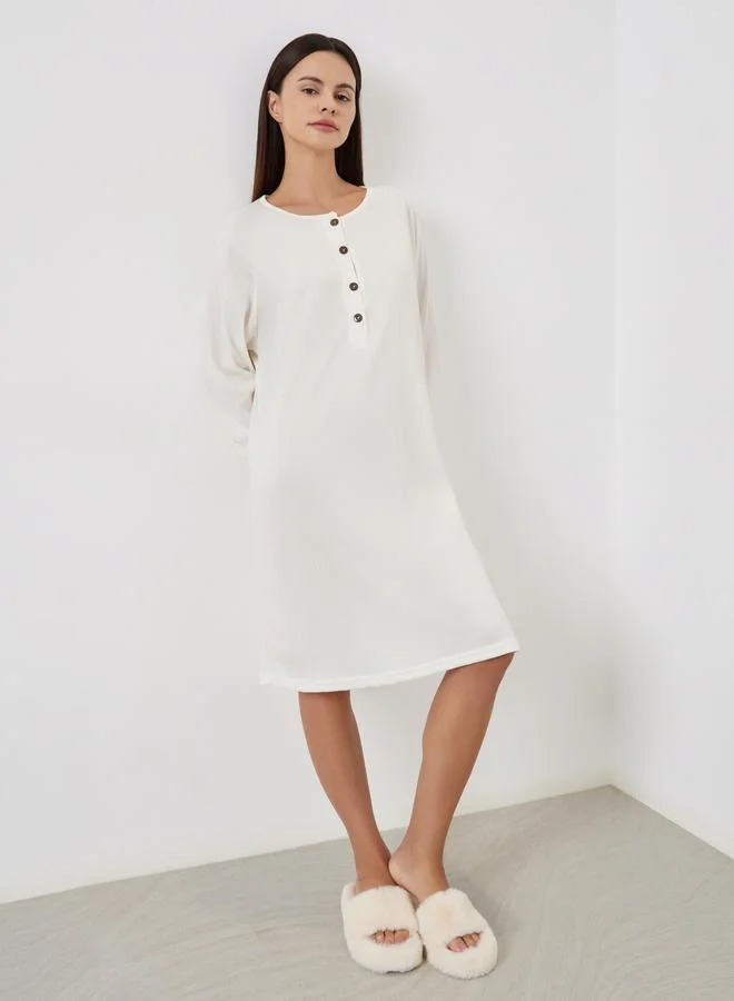 Take Two Take Two Round Neck Buttoned Nightdress