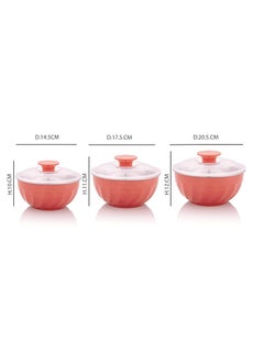 Nescro Nescro Mixing Serving Microwave Safe Stainless Steel Bowl 3 Pcs Set 60012001800 ML Pastel Red  - Image 5