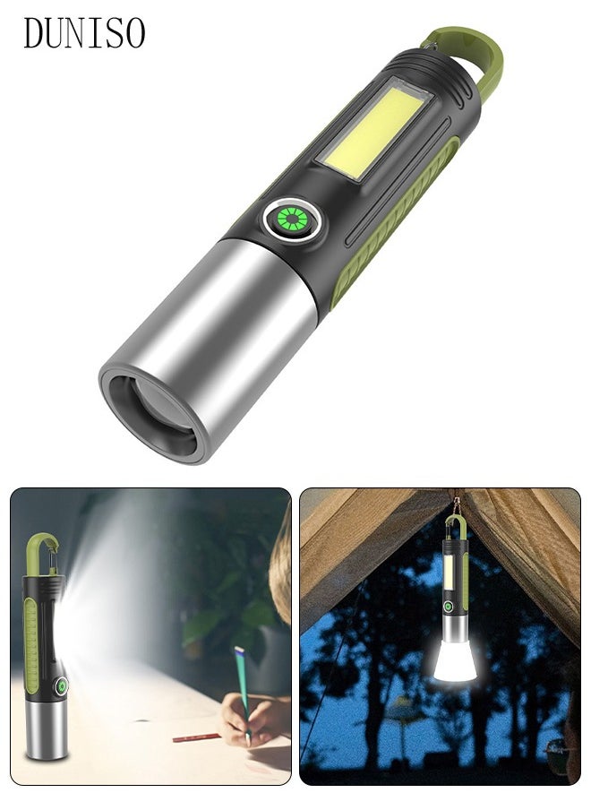 DUNISO - Rechargeable LED Flashlights with Side Light Handheld Flashlight with Zoomable 4 Modes Super Bright Flashlights for Emergencies Camping Hiking - Image 1