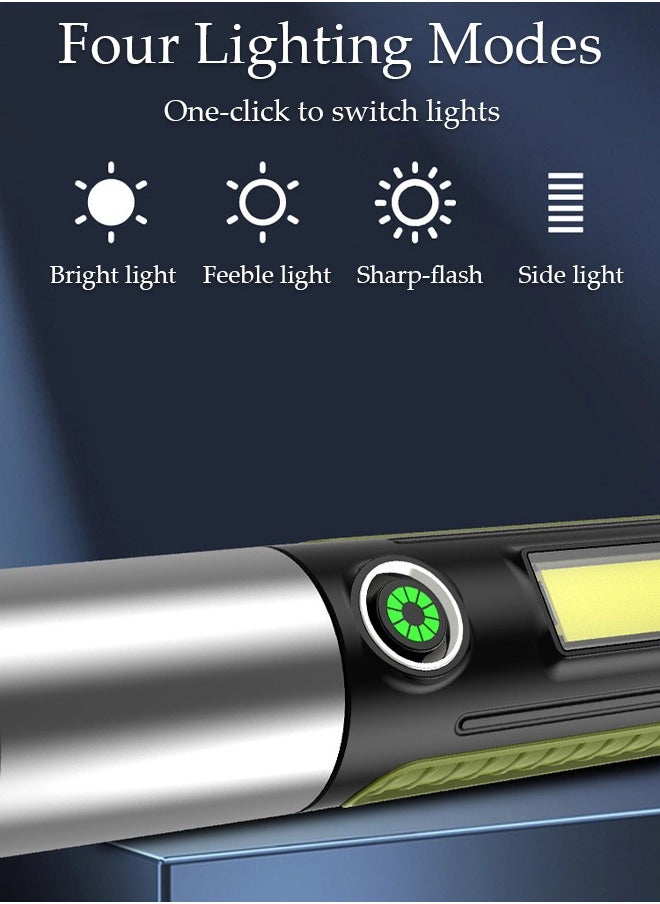 DUNISO - Rechargeable LED Flashlights with Side Light Handheld Flashlight with Zoomable 4 Modes Super Bright Flashlights for Emergencies Camping Hiking - Image 1