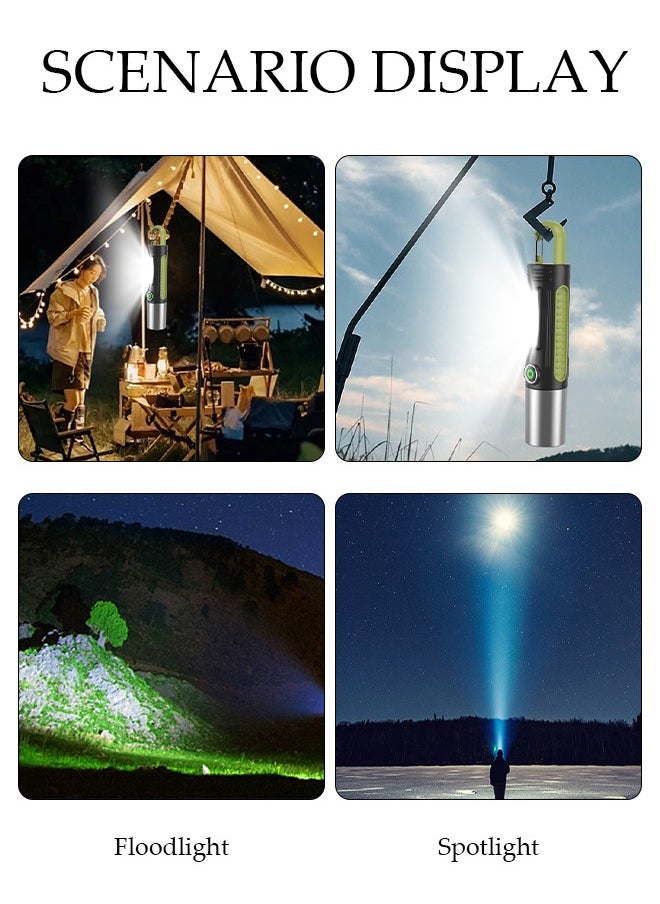 DUNISO - Rechargeable LED Flashlights with Side Light Handheld Flashlight with Zoomable 4 Modes Super Bright Flashlights for Emergencies Camping Hiking - Image 1