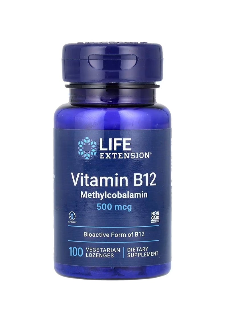 لايف إكستنشن فيتامين ب12 ميثيل كوبالامين 500 ميكروجرام 100 قرص نباتي - Image 1