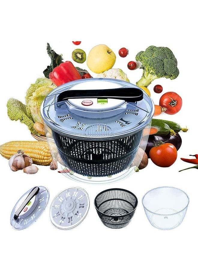 Arabest Drain Lettuce and Vegetable Salad Spinner - Plastic Salad Tools Manual Lettuce Spinner with Secure Lid, Rotary Handle, Vegetable Dryer, Fruit Washer, Fries Spinner (Black)  - Image 1