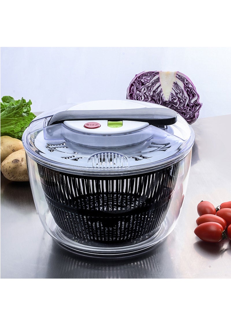 Arabest Drain Lettuce and Vegetable Salad Spinner - Plastic Salad Tools Manual Lettuce Spinner with Secure Lid, Rotary Handle, Vegetable Dryer, Fruit Washer, Fries Spinner (Black)  - Image 2