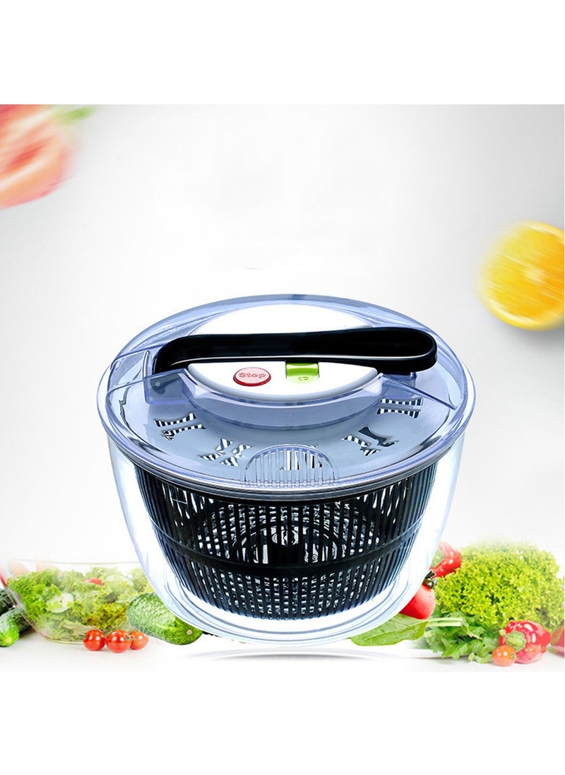 Arabest Drain Lettuce and Vegetable Salad Spinner - Plastic Salad Tools Manual Lettuce Spinner with Secure Lid, Rotary Handle, Vegetable Dryer, Fruit Washer, Fries Spinner (Black)  - Image 3