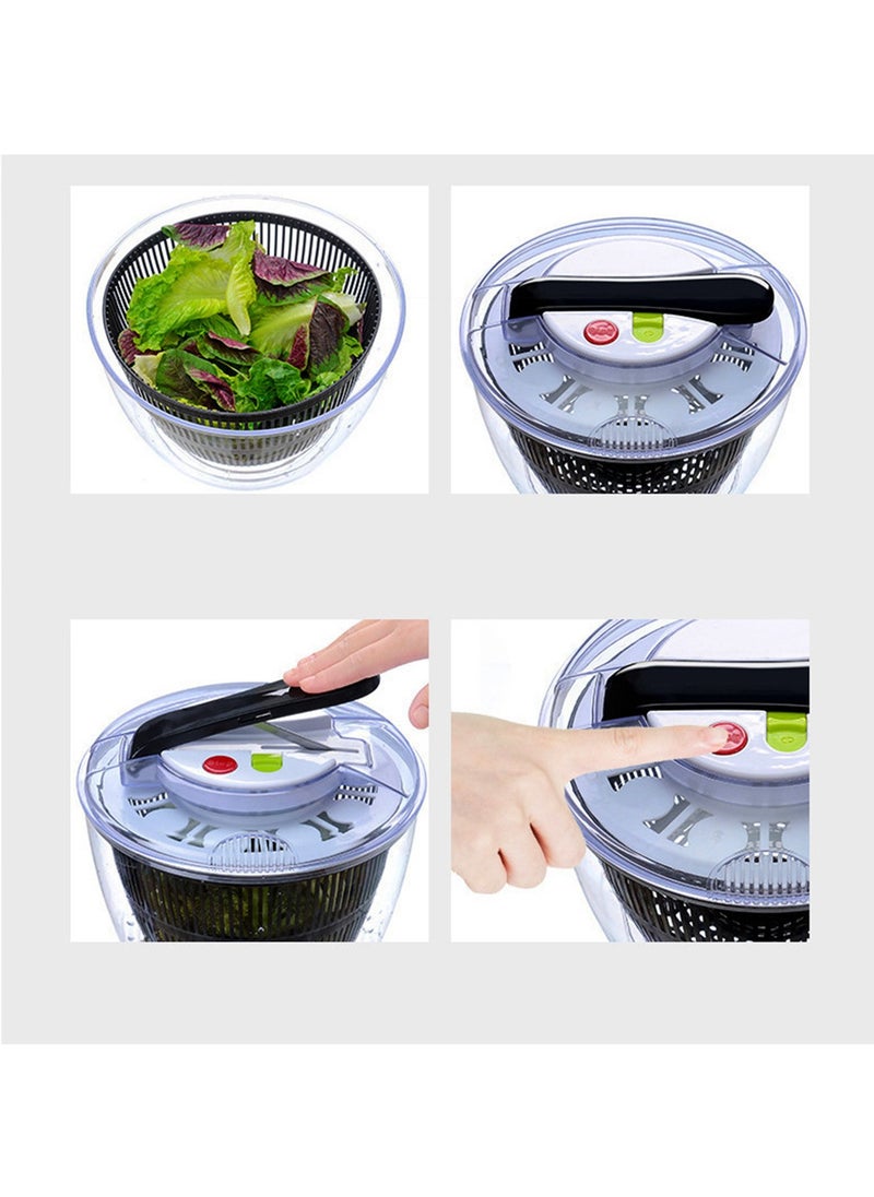 Arabest Drain Lettuce and Vegetable Salad Spinner - Plastic Salad Tools Manual Lettuce Spinner with Secure Lid, Rotary Handle, Vegetable Dryer, Fruit Washer, Fries Spinner (Black)  - Image 4