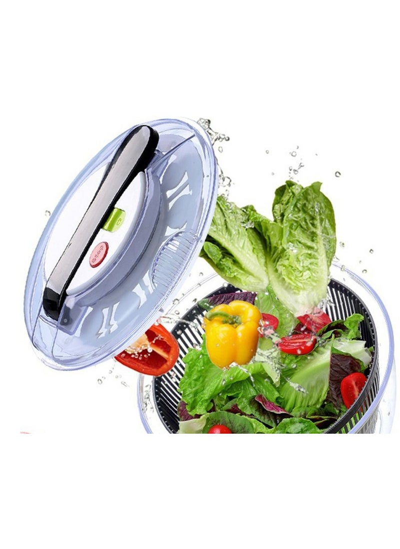 Arabest - Drain Lettuce and Vegetable Salad Spinner - Plastic Salad Tools Manual Lettuce Spinner with Secure Lid, Rotary Handle, Vegetable Dryer, Fruit Washer, Fries Spinner (Black) - Image 1