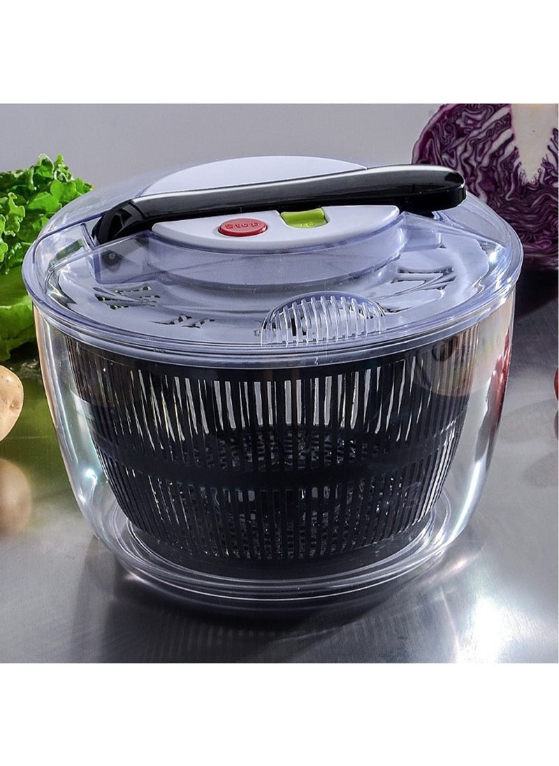 Arabest - Drain Lettuce and Vegetable Salad Spinner - Plastic Salad Tools Manual Lettuce Spinner with Secure Lid, Rotary Handle, Vegetable Dryer, Fruit Washer, Fries Spinner (Black) - Image 1