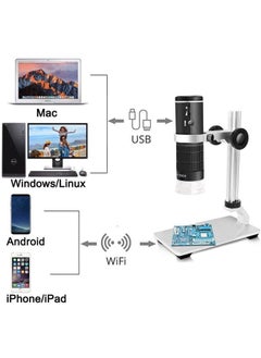 Jiusion WiFi USB Digital Microscope 50 to 1000x Wireless Magnification Endoscope 8 LED Mini HD Camera with Updated Stand Portable Case, Compatible with iPhone iPad Android Mac Windows Linux  - Image 2