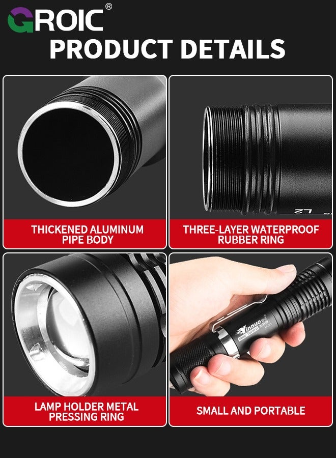 GROIC مصباح يدوي للغوص، مصباح يدوي للغوص LED، مصباح يدوي تحت الماء، مصباح يدوي قابل لإعادة الشحن ومقاوم للماء تحت الماء، مصباح يدوي خارجي ليلي - Image 5