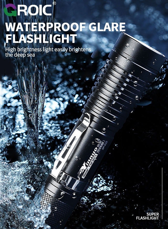 GROIC مصباح يدوي للغوص، مصباح يدوي للغوص LED، مصباح يدوي تحت الماء، مصباح يدوي قابل لإعادة الشحن ومقاوم للماء تحت الماء، مصباح يدوي خارجي ليلي - Image 2