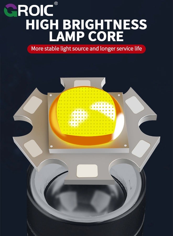 GROIC مصباح يدوي للغوص، مصباح يدوي للغوص LED، مصباح يدوي تحت الماء، مصباح يدوي قابل لإعادة الشحن ومقاوم للماء تحت الماء، مصباح يدوي خارجي ليلي - Image 3