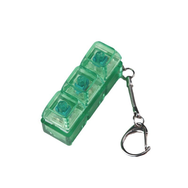 PC fully transparent material decompression shaft tester press sound crisp 2 holes 3 holes 4 holes key chain with light transparent cap 3-hole green transparent with light * 1 