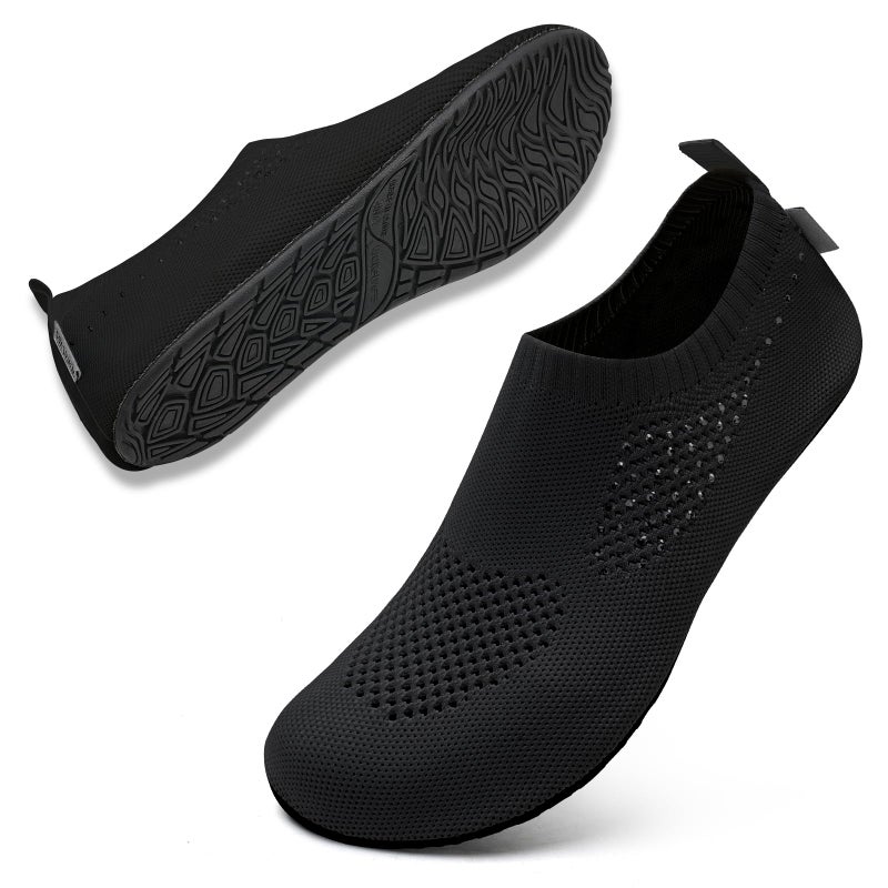 WateLves Womens Barefoot Water Shoes Travel House Slippers for Indoor and Outdoor Aqua Socks for Beach Swim Surf Yoga Dancing Camping Must Haves (Shiny/Black, 38/39) - Image 1