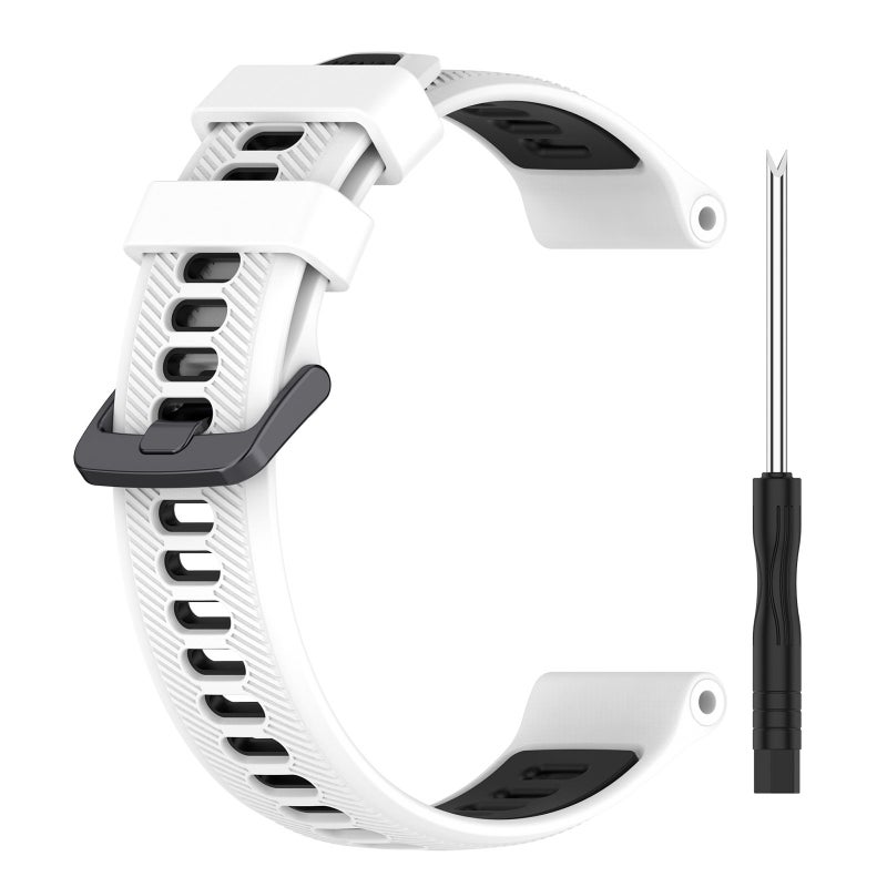erorex For Garmin Forerunner 965 Sports Two-Color Silicone Watch Band(White+Black) - Image 2
