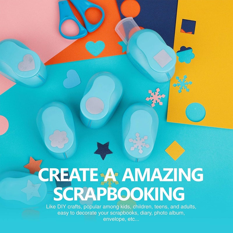BearBoss 6 Craft Hole Punch Shapes 1 Inch Paper Punches for Crafting Handmade Scrapbooking Punches Mix Shapes Designs for Kindergarten Teacher Office Supplies by - Image 2