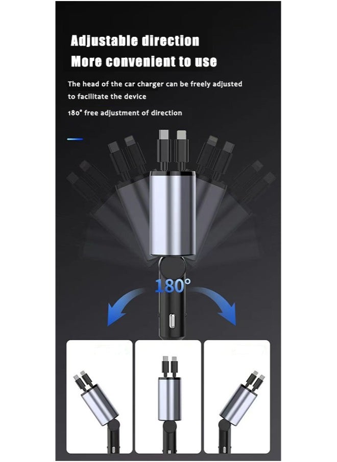 REACLOUD - 12/24V 120W Fast Car Charger with Retractable Cable, PD20W, USB Bluetooth Adapter - Image 1