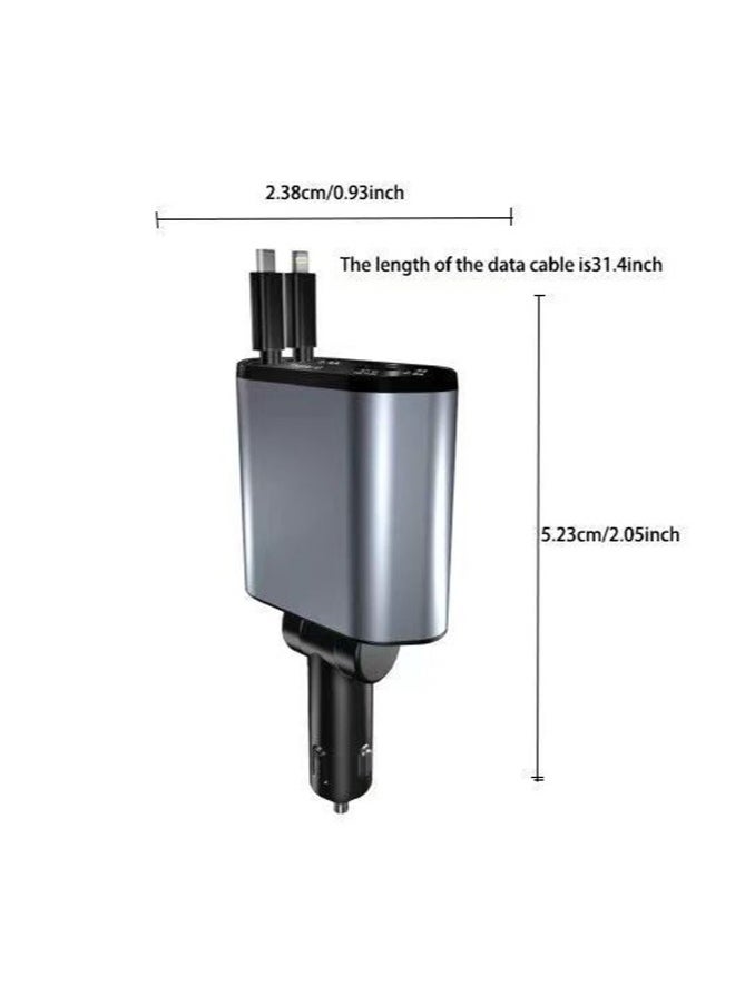 REACLOUD - 12/24V 120W Fast Car Charger with Retractable Cable, PD20W, USB Bluetooth Adapter - Image 1