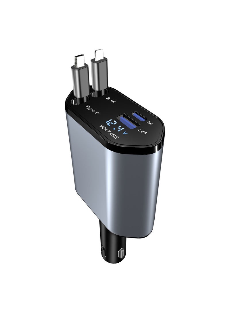 REACLOUD - 12/24V 120W Fast Car Charger with Retractable Cable, PD20W, USB Bluetooth Adapter - Image 1