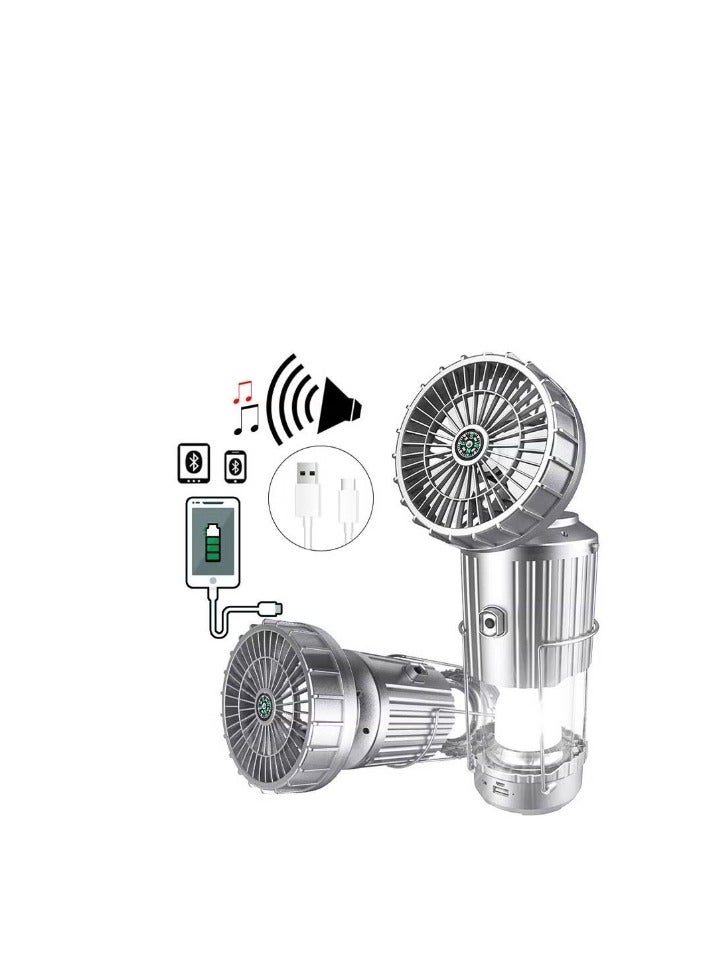 OASIS-TH LED Camping Lantern with Bluetooth Speaker Compass and Fan Hang USB Rechargeable Tent Fan Tent Light IPX6 Waterproof - Image 1