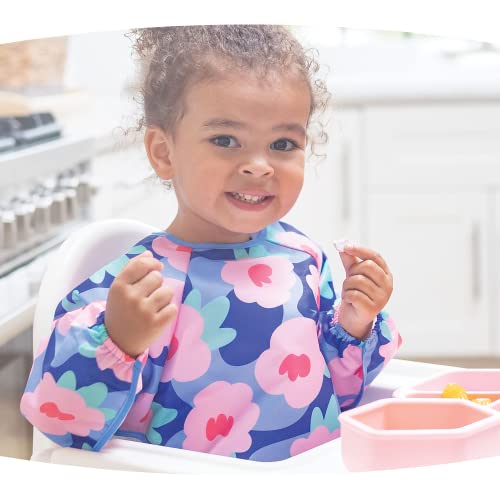 Tiny Twinkle Long Sleeve Bib for Babies & Toddlers – Waterproof Smock Bib for Eating – Machine Washable & Mess-Proof, Baby Feeding Essential & Shower Must-Have(Floral Blue, 2-4Y) - Image 2