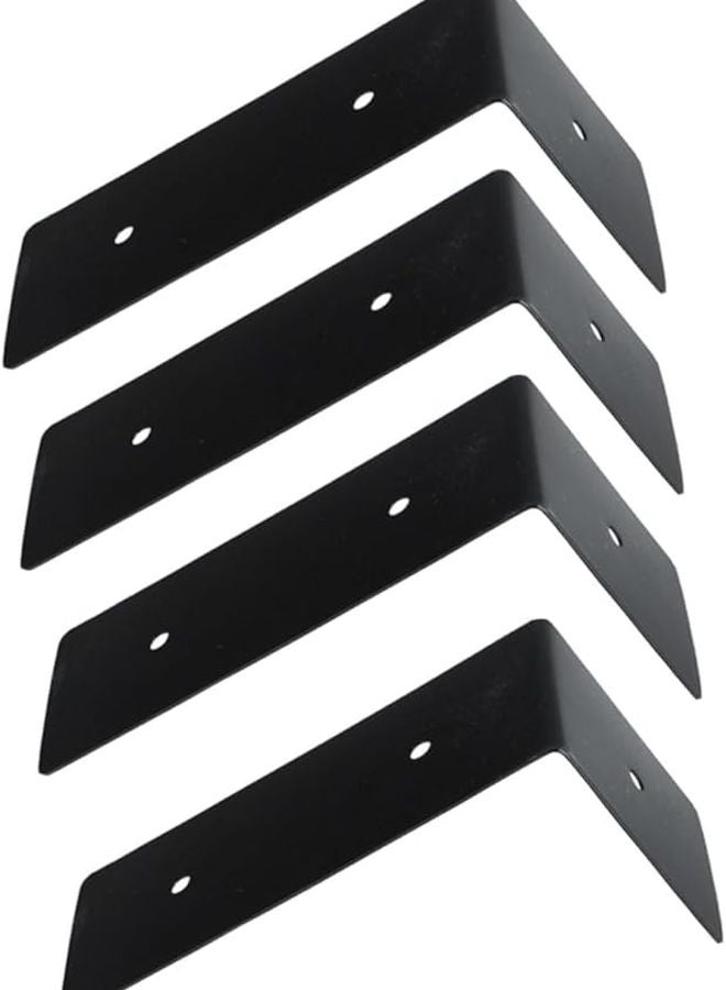 Heavy Duty Black Metal Shelf Brackets 4pcs with Screws for Wall Mount Support - Image 1