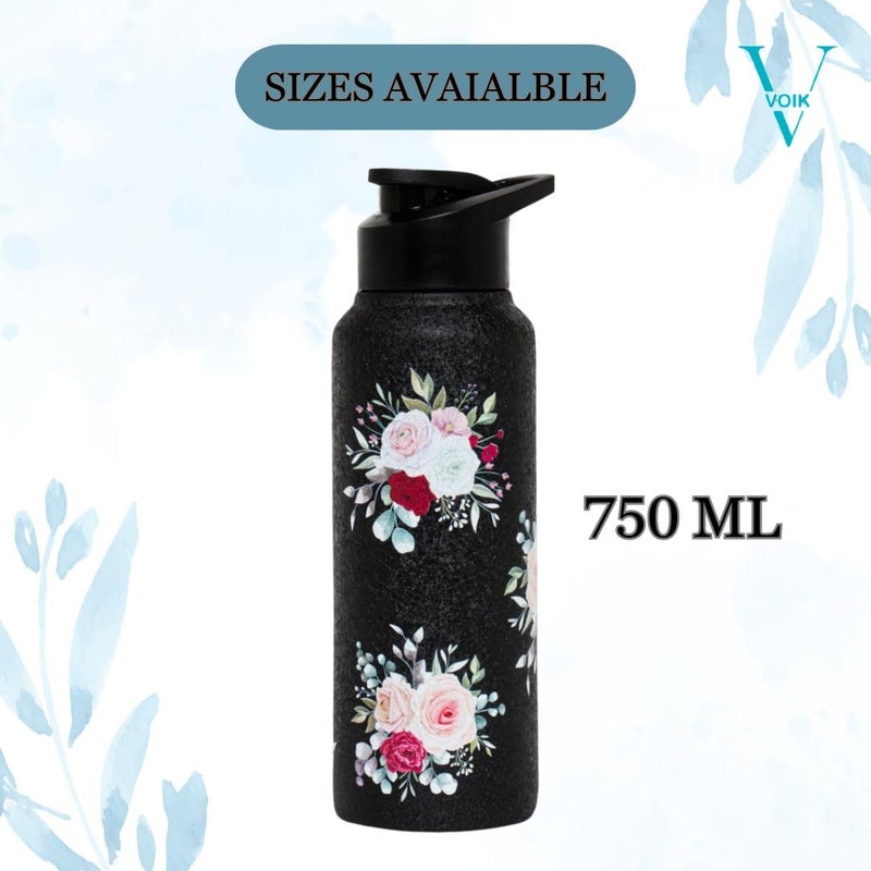 VOIK Flora Steel Water Bottle Flipper Bottle 750 ML Steel Water Bottle For Kids Easy To Carry Stainless Steel Leak Proof BPA Toxic Free - Image 3