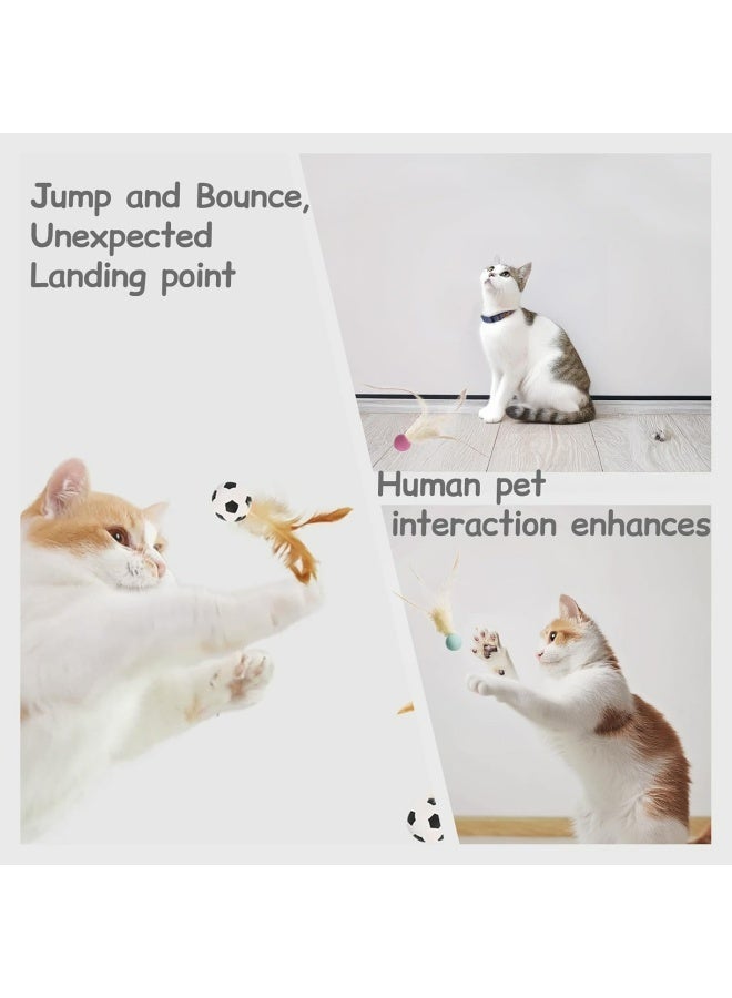 6PCS Interactive Cat Feather Ball Toys Set - Bouncy Silicone Rolling Toys for Indoor Kittens, Fun Exercise & Play (Safe Durable Cat Toy Kit) - Image 2