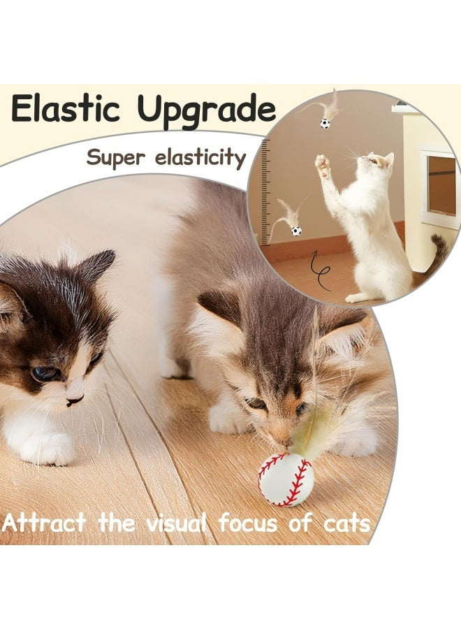 6PCS Interactive Cat Feather Ball Toys Set - Bouncy Silicone Rolling Toys for Indoor Kittens, Fun Exercise & Play (Safe Durable Cat Toy Kit) - Image 5