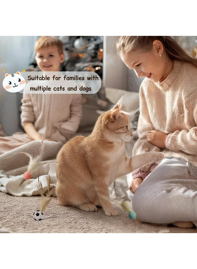 6PCS Interactive Cat Feather Ball Toys Set - Bouncy Silicone Rolling Toys for Indoor Kittens, Fun Exercise & Play (Safe Durable Cat Toy Kit) - Image 3