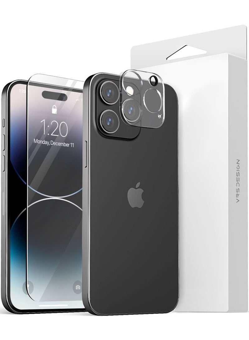 VRS Design First Glass iPhone 14 Pro Max Screen Protector and Camera Lens Protector Tempered Glass with Sensor Protection - Case Friendly 
