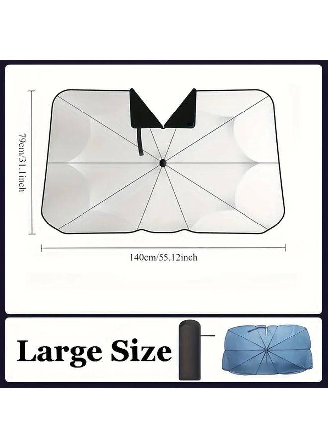 Silver Foldable Car Sunshade 360 Degree Rotating with Heat Protection Cooling UV Block for SUV Truck Sedan - Image 2