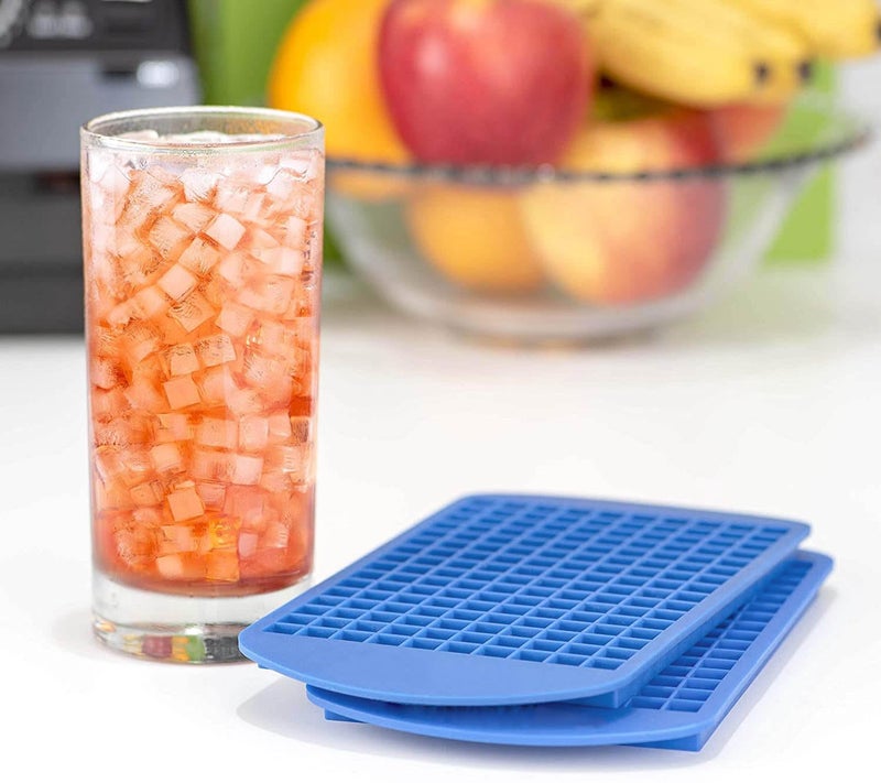 Jisile Silicone Mini Ice Cube Tray, 160 Crushed Ice Cube Molds Easy Release Small Ice Cube for Chilling Whiskey Cocktail, Kitchen Gadgets Stackable Ice Trays (Blue) - Image 2