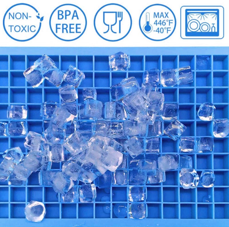 Jisile Silicone Mini Ice Cube Tray, 160 Crushed Ice Cube Molds Easy Release Small Ice Cube for Chilling Whiskey Cocktail, Kitchen Gadgets Stackable Ice Trays (Blue) - Image 5