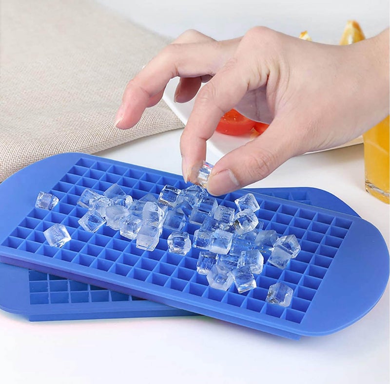 Jisile Silicone Mini Ice Cube Tray, 160 Crushed Ice Cube Molds Easy Release Small Ice Cube for Chilling Whiskey Cocktail, Kitchen Gadgets Stackable Ice Trays (Blue) - Image 3