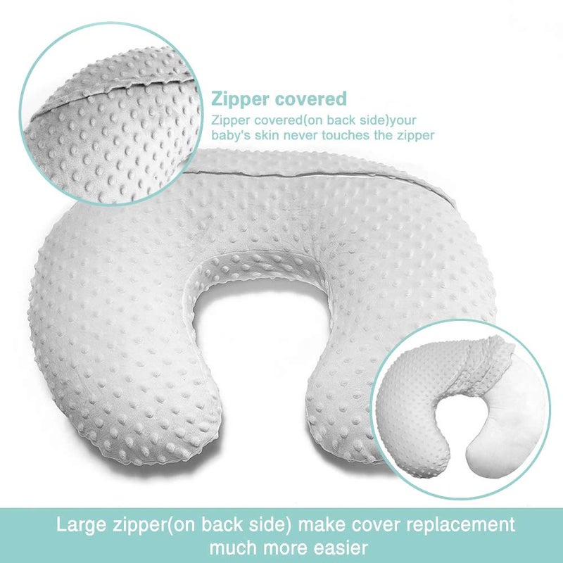 Owlowla Nursing Pillow Cover, Breastfeeding Pillow Slipcover Fits Nursing Pillow for Baby Boy Girl(Silver Gray) - Image 4