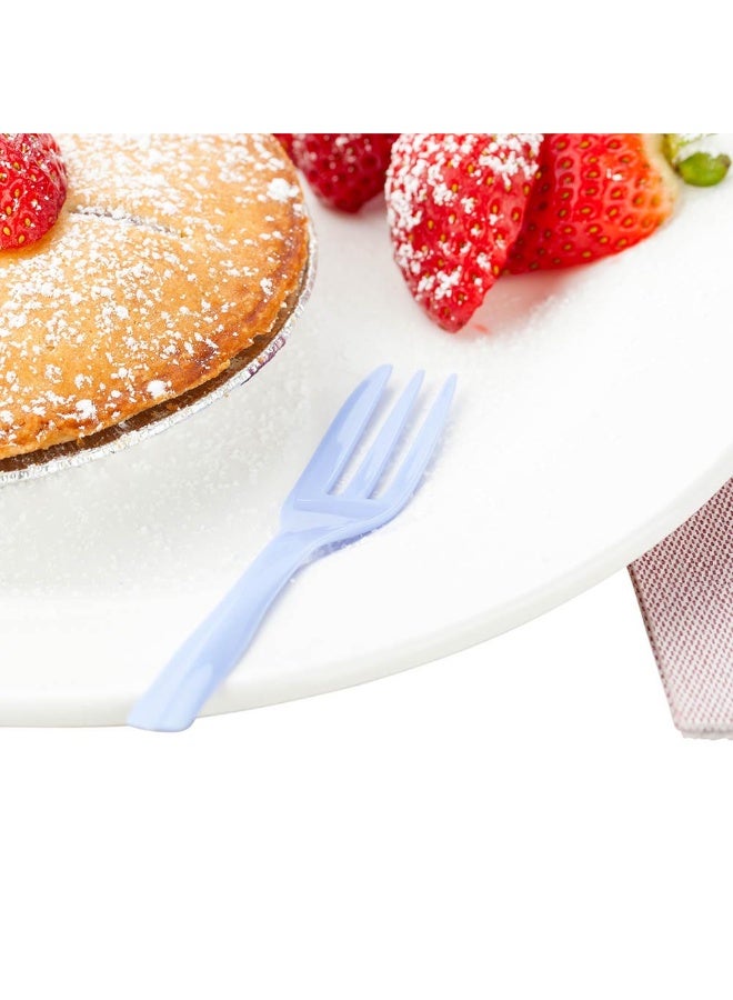 Restaurantware 4 Inch Cake Forks, 100 Knife-Edged Premium Pastry Forks - Disposable, Solid And Durable, Periwinkle Plastic Sharp Edge Forks, For Parties, Bakeries, Catering Services, Gatherings - Image 3