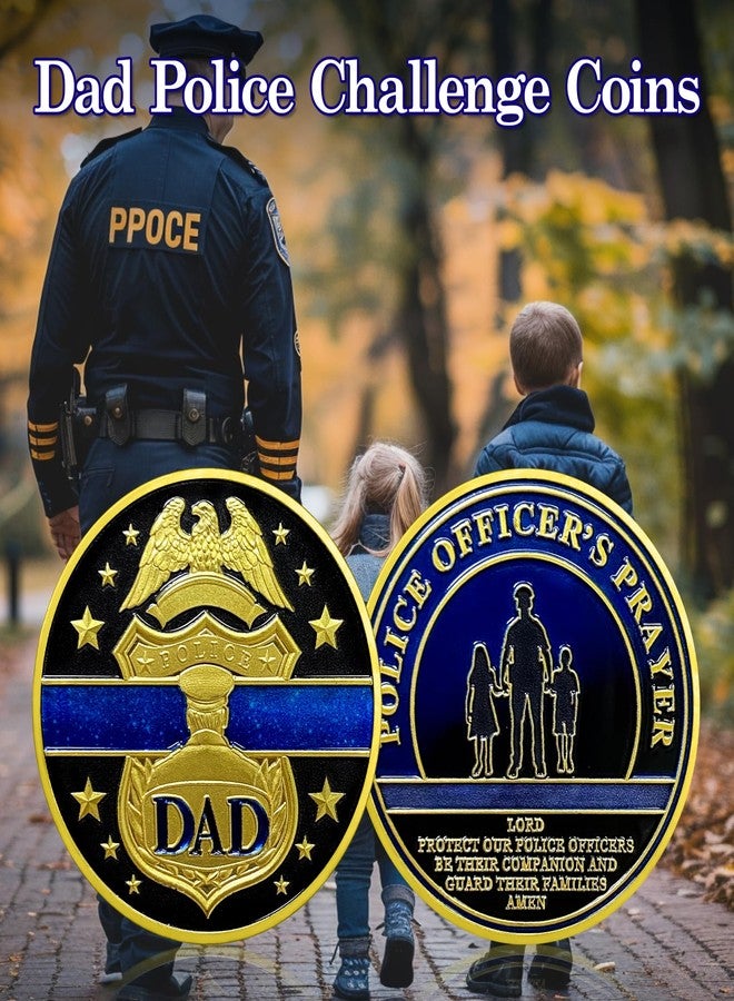 ASmileIndeep Dad Police Challenge Coin - Thin Blue Line Law Enforcement Police Coin - Police Officer Decoration Souvenir Gift for Police Officer - Image 2