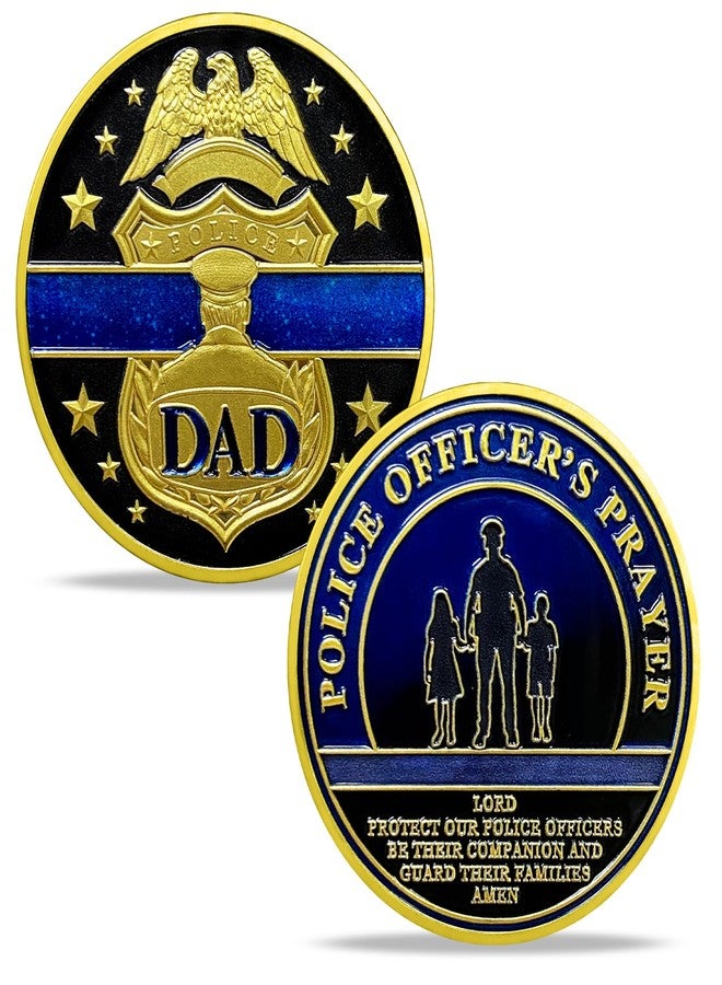 ASmileIndeep Dad Police Challenge Coin - Thin Blue Line Law Enforcement Police Coin - Police Officer Decoration Souvenir Gift for Police Officer - Image 1