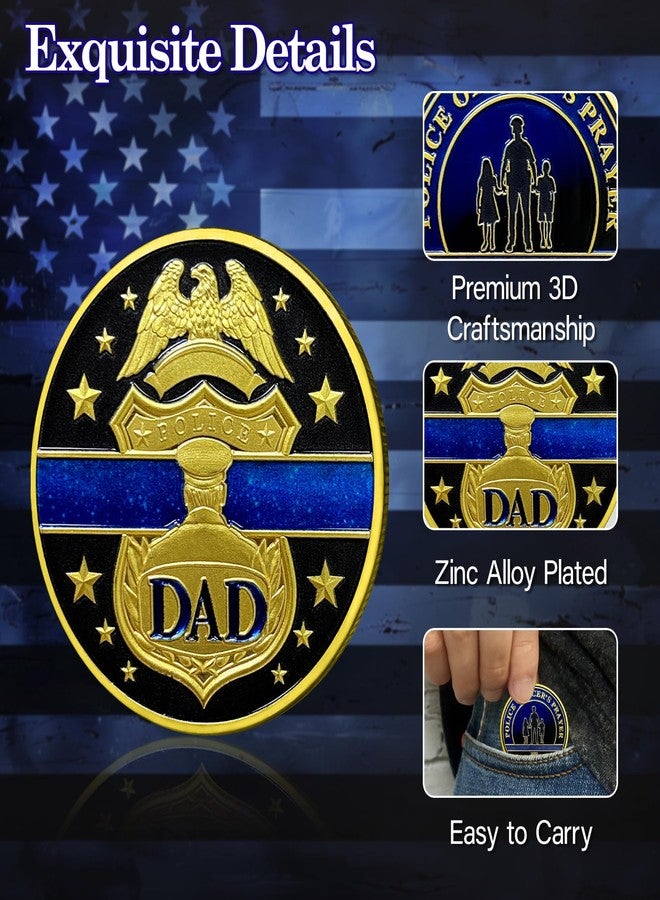 ASmileIndeep Dad Police Challenge Coin - Thin Blue Line Law Enforcement Police Coin - Police Officer Decoration Souvenir Gift for Police Officer - Image 3